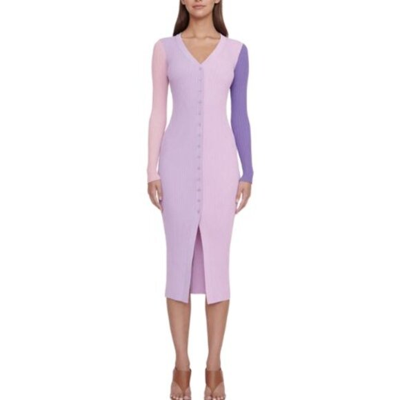 STAUD Iris Multi Shoko Sweater Midi Dress color block Size Small 23795 - Picture 3 of 12